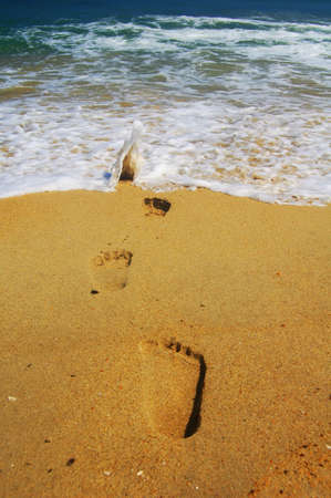 Footstes on the beachの写真素材