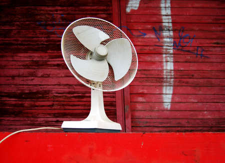 White air condition fan on an old factory siteの写真素材