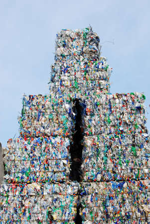 Stack of shreddered plastic bottlesの写真素材
