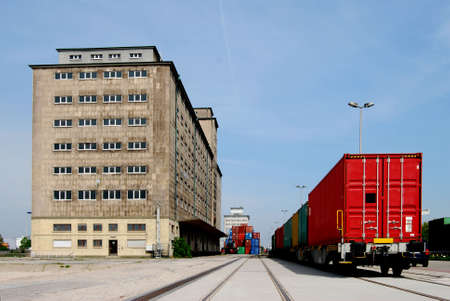 Factory with cargo container train