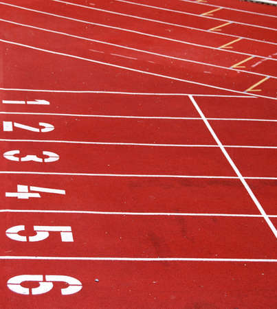 Tracks and numbers on an athletic field