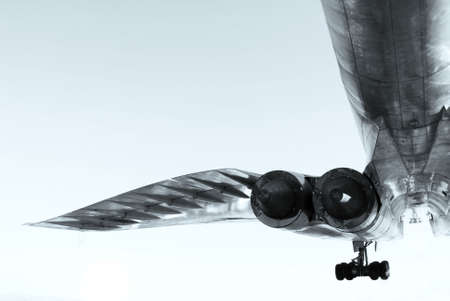 Silhouette of a starting jet airplaneの写真素材