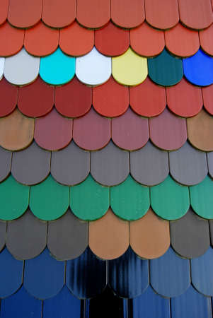 Colurful tiles on a roofの写真素材