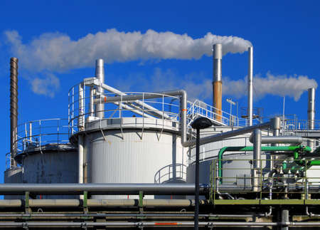 Tanks and pipes of a chemical plant の写真素材