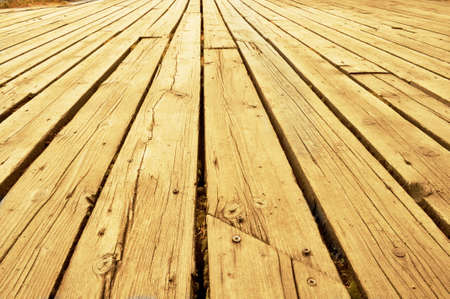 Wooden plank construction of a boardwalkの写真素材