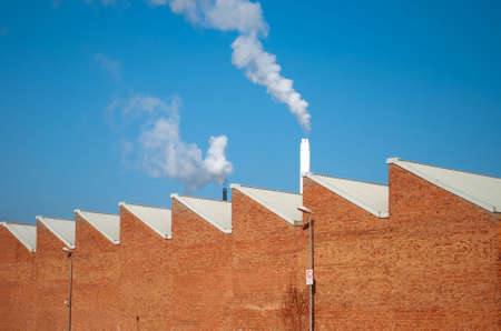 Brick stone wall of a factory and power stationの写真素材