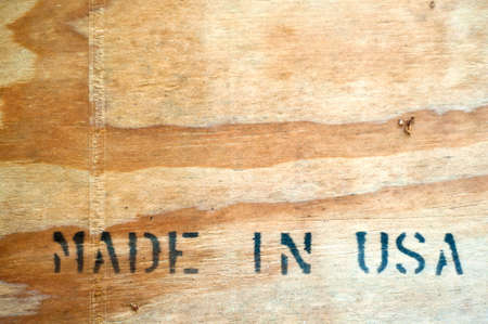 Made in USA sign on a wooden plateの写真素材