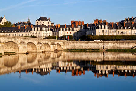 View on the old town of Blois and the River Loireの写真素材