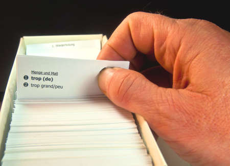 Learning french language with a vocable boxの写真素材