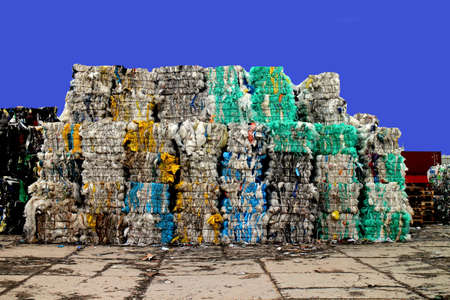 Plastic waste on a recycling siteの写真素材