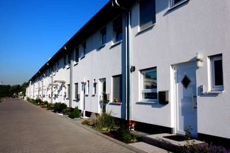 New contructed row of serial white housesの写真素材