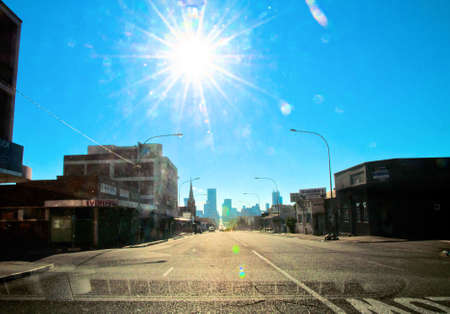 Johannesburg street life with view of the skyline