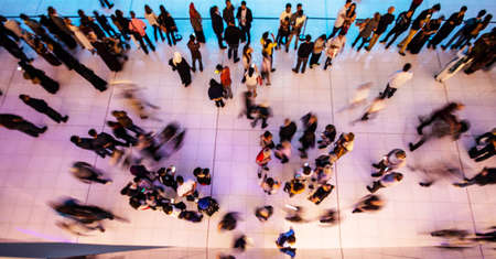Aerial view on people in motion in a shopping centerの写真素材