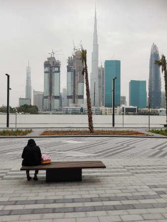 Street scene with Dubai skylineのeditorial素材