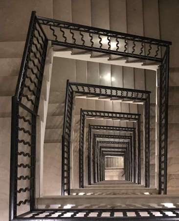 Aerial view of a rectangular stairway spiralの写真素材