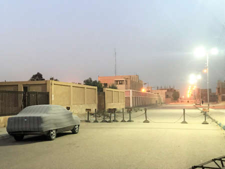 Night scene in Al Qantara ion the Sinai Peninsula in Egyptの写真素材