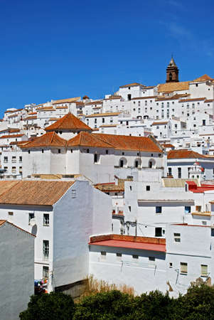 View of the town and houses, Alcala de los Grazules, Cadiz Province, Andalucia, Spain, Western Europe の写真素材