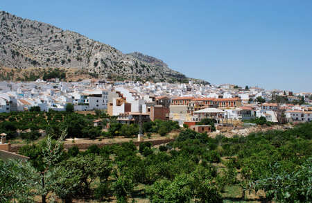 View of the town and surrounding countryside, Valle De Abdalajis  Between Antequera and Alora , Costa del Sol, Malaga Province, Andalucia, Spain, Western Europe の写真素材