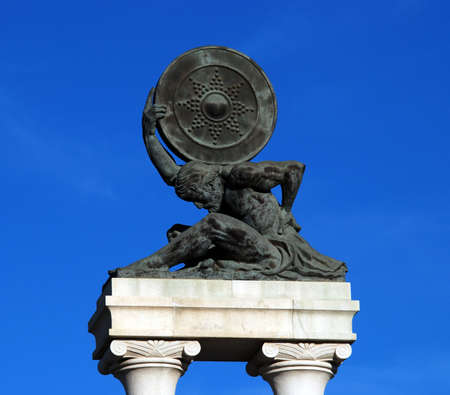 Hercules monument, Ecija, Seville Province, Andalusia, Spain, Western Europe の写真素材