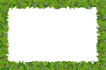 Christmas holly and ivy page border.の写真素材