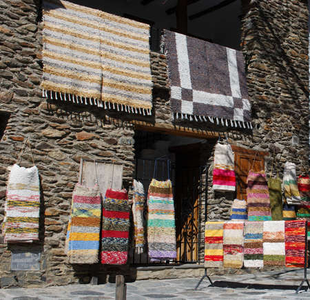 Rug shop in the main street, Bubion, Las Alpujarras, Granada Province, Andalusia, Spain, Western Europe の写真素材