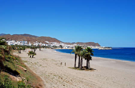 View along the beach and coastline, Carboneras, Almeria Province, Costa Almeria, Andalusia, Spain, Western Europe の写真素材