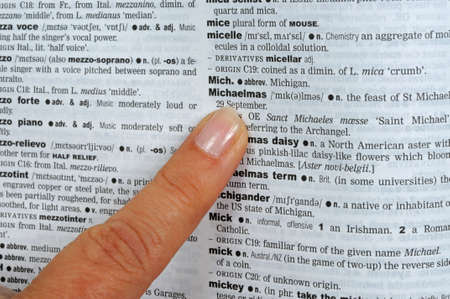 Pointing a finger at words in a dictionary 