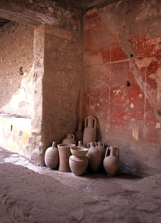 Pots in shop, Pompeii, Nr  Naples, Campania, Italy, Europeの写真素材