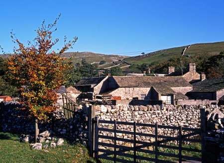 Farm buildings, Malham, Yorkshire Dales, North Yorkshire, England, UK, Great Britain, Western Europe...