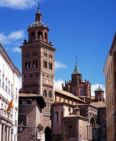 Cathedral and bell clock tower, Teruel, Teruel Province, Aragon, Spain, Western Europe の写真素材