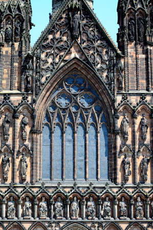 Front window view of the Cathedral, Lichfield, Staffordshire, England, Western Europe の写真素材