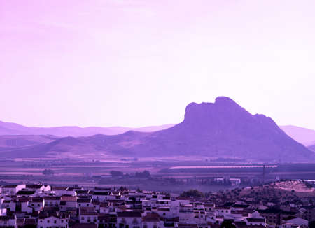 View of the mountain of the lovers  Pena de los Enamorados , Antequera, Malaga Province, Andalucia, Spain, Western Europe の写真素材