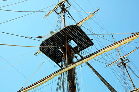 Yacht crows nest in the harbour, Malaga, Costa del Sol, Malaga Province, Andalusia, Spain, Western Europe の写真素材