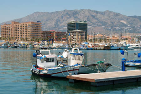 Fuengirola, Spain - June 20, 2008 - Traditional fishing boats in the harbour, Fuengirola, Costa del Sol, Malaga Province, Andalucia, Spain, Western Europe のeditorial素材