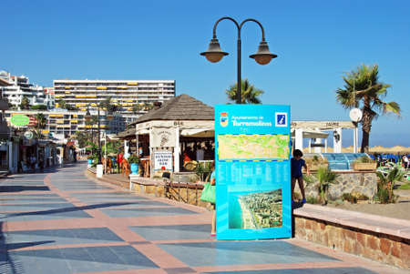 Torremolinos, Spain - September 4, 2009 - View along the promenade, Torremolinos, Costa del Sol, Malaga Province, Andalucia, Spain のeditorial素材