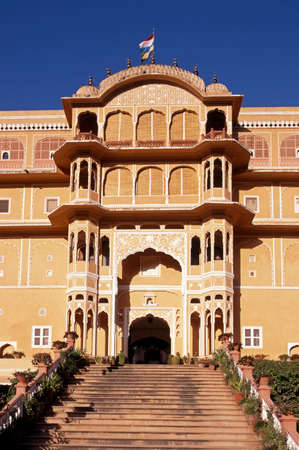 Samode, India - Circa November 1993 - Entrance to the Samode Palace, Samode, Rajasthan, India のeditorial素材
