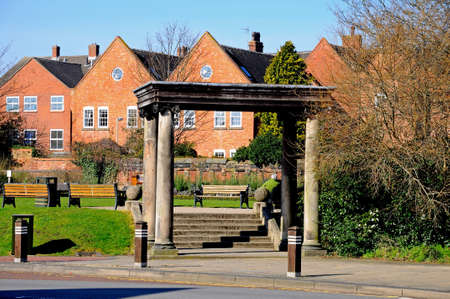 Portico to the excavated ruins of the Franciscan Friary, Lichfield, Staffordshire, England, UK, Western Europe の写真素材