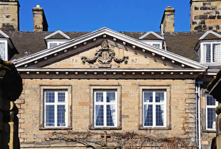 Lichfield, United Kingdom - March 9, 2014 - Architectural detail on the front of Lichfield Cathedral School, Lichfield, Staffordshire, England, UK, Western Europe のeditorial素材
