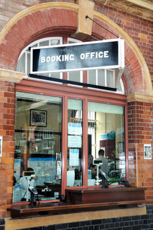 Birmingham, UK - May 14, 2014 - Booking office window in the Foyer of Moor Street Railway Station,...