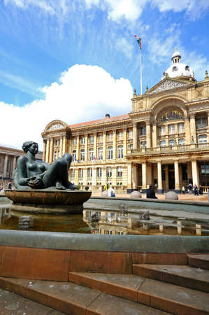 Birmingham, UK - May 14, 2014 - The River Fountain  aka The Floozie in the bathtub  with the Council House to the rear, Victoria Square, Birmingham, West Midlands, England, UK, Western Europeのeditorial素材