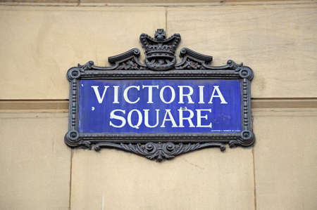 BIRMINGHAM, UK - MAY 14, 2014 - Victoria Square sign on the wall of the Council House, Victoria Square, Birmingham, West Midlands, England, UK, Western Europe のeditorial素材