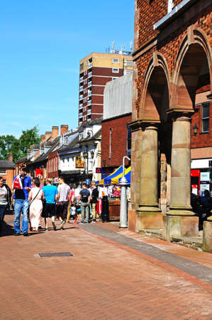 Tamworth, United Kingdom - May 17, 2014 - View of the Town Hall and Market Street, Tamworth,...
