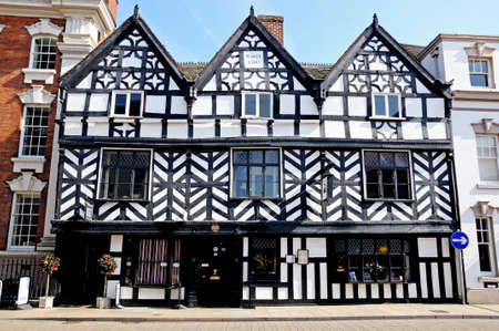 Lichfield, UK - May 3, 2014 - Front view of the Tudor cafe along Bore Street, build 1510, Lichfield, Staffordshire, England, United Kingdom, Western Europe のeditorial素材