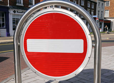 HEREFORD, UNITED KINGDOM - JUNE 5, 2014 - No entry sign in a metal frame, Hereford, Herefordshire, England, UK, Western Europe のeditorial素材