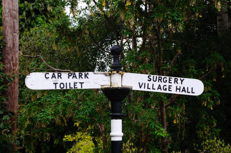 Village fingerpost, Weobley, Herefordshire, England, UK, Western Europe の写真素材