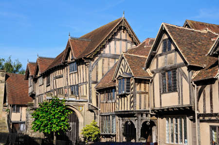 Front view of the Lord Leycester Hospital along High Street  mainly fourteenth century , Warwick, Warwickshire, England, UK, Western Europe の写真素材