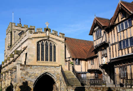 Warwick, United Kingdom - June 12, 2014 - View of the Lord Leycester Hospital and St James Chapel...