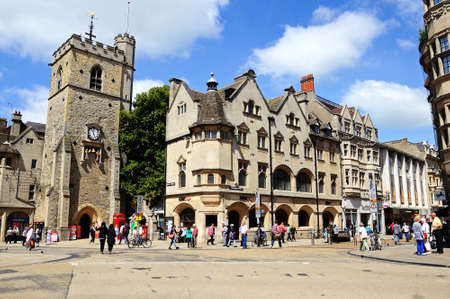 Oxford, UK - June 17, 2014 - Carfax tower on the corner of St  Aldates, Cornmarket Street, High Street and Queen Street, Oxford, Oxfordshire, England, UK, Western Europe のeditorial素材