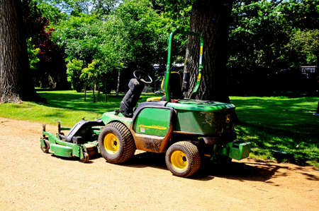 Oxford, UK - June 17, 2014 - Green utility tractor lawnmower, Oxford, Oxfordshire, England, UK, Western Europe のeditorial素材