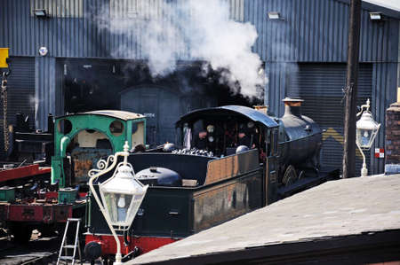 Bridgnorth, UK - July 10, 2014 - Steam Locomotive 7800 Class 4-6-0 Erlestoke Manor number 7812 in Great Western Railways green outside the engine shed, Severn Valley Railway, Bridgnorth, Shropshire, England, UK, Western Europe.のeditorial素材